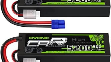 OVONIC Lipo Battery 5200mAh 50C 7.4V 2S RC Battery with EC3 Connector for RC Plane DJI Quadcopter RC Airplane RC Helicopter RC Car Truck Boat 2pcs