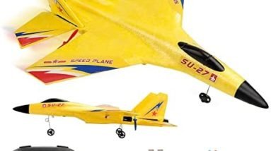 RoofWorld RC Plane Remote Control Glider Airplanes 2.4 GHZ 2 Channels, Easy to Fly RC Fighter, Remote Control Aircraft with Automatic Balance Gyro for Adult Kids Beginner