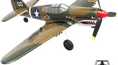 VOLANTEXRC RC Plane 4-CH 4CH Remote Control Airplane RTF P40 Radio Controlled Aircraft for Beginners with 6-axis Stabilizer System,One-Key Aerobatic Yellow Airplane(761-13 RTF)