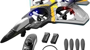 Remote Control Plane for Kids | RC Airplanes | 2.4GHz 6CH EPP RC | Plane 4 Motor RC Aircraft Toy for Kids | Gravity Sensing Stunt Roll Cool Light | RC PlanesRC Planes 2 Batteries 2 Batteries