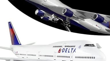 Lose Fun Park 1:130 Scale Large Airplane Model Delta Boeing 747 Plane Models Diecast Airplanes with LED Light for Collection or Gift
