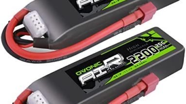 OVONIC 3S Lipo Battery 25C 2200mAh 11.1V Lipo Battery with Dean-Style T Connector for RC Airplane Helicopter Quadcopter RC Car Truck Boat(2 Packs)