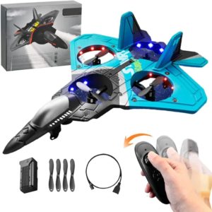 2023 V17 Jet Fighter Stunt RC Airplane -【New Version】RC Plane, 2.4GHz Remote Control Airplane, 360° Stunt Spin Remote & Light RC Airplane, Drop-Resistant Fighter Glider Airplane Hobby Toy (Blue)