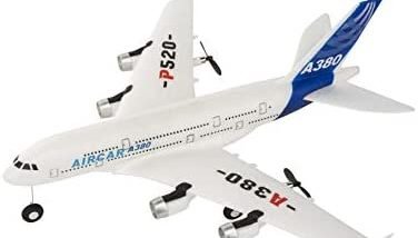 New A380 Airplane 2.4G 2Ch Fixed Wing Outdoor P520-A380 RC Plane Toys Two Batteries (Blue)