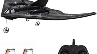 Eayaele RC B-2 Spirit Bomber Plane, 2CH Remote Control Airplane Foam Toy for Beginners Easy Ready to Fly Adults Kids Boys (Black)
