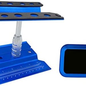 RC Car Work Stand Repair Workstation Rc Truck Stand with Tray Heightened 360-Degree Rotating Remote Control Car Repair Station with Tray for 1/8 1/10 1/12 Scale Cars Trucks Buggies,Blue,5.5x5.3 inch
