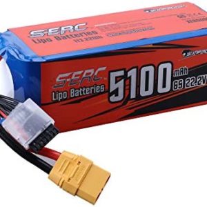 SUNPADOW 6S RC Lipo Battery 22.2V 60C 5100mAh with XT90 Connector for RC Airplane Aircraft Quadcopter Drone FPV Helicopter