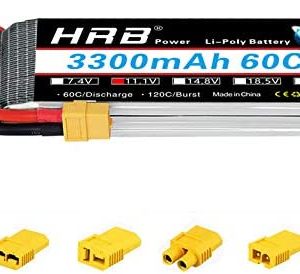 HRB 3S 11.1V 3300mAh 60C Lipo Battery with XT60 Connector Compatible with RC Airplane, RC Helicopter, RC Car, RC Truck, RC Boat (EC3/Deans/TR/Tamiya)