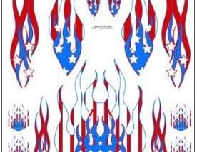 Racers Edge SIC018 US Flag Flames Decal Sheet