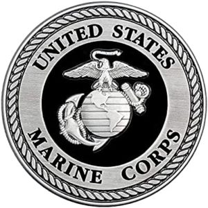 Military Gift Shop USMC Medallion – 2.25 Inches – Black and Silver Marine Corps EGA Eagle Globe Anchor Emblem