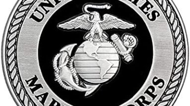 Military Gift Shop USMC Medallion – 2.25 Inches – Black and Silver Marine Corps EGA Eagle Globe Anchor Emblem