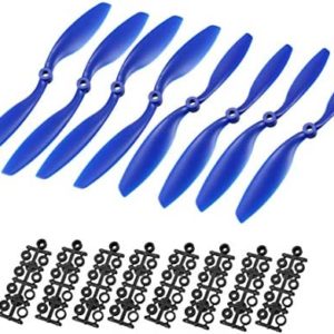 uxcell RC Propellers CW CCW 8045 8x4.5 Inch 2-Vane Fixed-Wing for Airplane Toy, Nylon Blue 4 Pairs with Adapter Rings