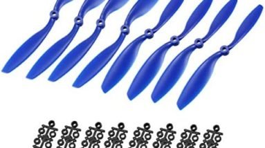 uxcell RC Propellers CW CCW 8045 8x4.5 Inch 2-Vane Fixed-Wing for Airplane Toy, Nylon Blue 4 Pairs with Adapter Rings