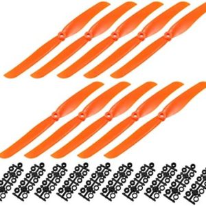 uxcell RC Propellers CW 8040 8x4 Inch 2-Vane Fixed-Wing for Airplane Toy, Nylon Orange 10pcs with Adapter Rings