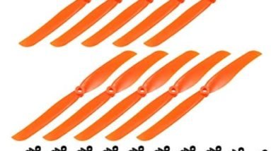 uxcell RC Propellers CW 8040 8x4 Inch 2-Vane Fixed-Wing for Airplane Toy, Nylon Orange 10pcs with Adapter Rings