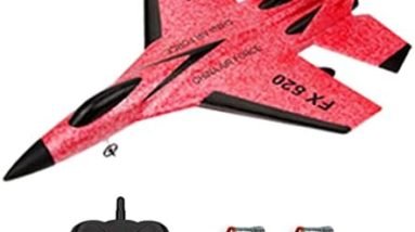 GoolRC FX620 RC Airplane, 2.4GHz Remote Control Airplane, 2 Channel RC Plane, SU-35 RC Glider EPP Aircraft Model with 3-Axis Gyro, Outdoor Flight Toys for Kids and Adults with 2 Battery (Red)