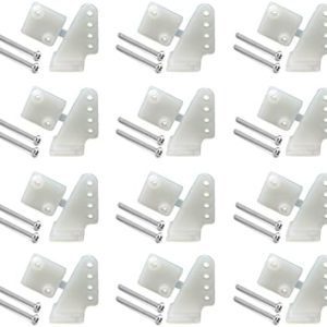 12Sets Nylon Control Horns L11×W11×H20mm 4 Holes Positions for RC Plane Airplane Scale Model DIY Parts Accessories with M2x20mm Screw