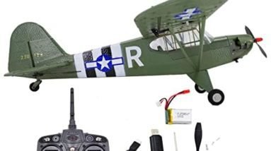 EVAR RC Military Aircraft Modell for J-3 CUB, 2.4Ghz 4CH RC Jet Aircraft with Brushless Motors Fixed-Wing, Remote Control Aircraft for Beginners