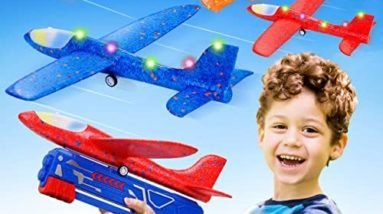 Toys for Ages 5-7,Outdoor Kids Toys for Backyard,3 Pack Airplane Launcher Toys,4 5 6 7 8 Year Old Boy Girl Birthday Gift Ideas,Sports & Outdoors Flying Toys,Outdoor Summer Yard Toys for Kids Ages 4-8