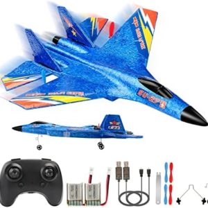 RoofWorld RC Plane Remote Control Glider Airplanes 2.4 GHZ 2 Channels, Easy to Fly RC Fighter, Remote Control Aircraft with Automatic Balance Gyro for Adult Kids Beginner