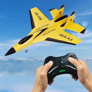 SU-35 Jet Fighter Stunt RC Airplane, 2.4G Remote Control Plane RC Aircraft Toy, FX620 Aero Jet Control Remoto Airplane Hobby RC Airplanes Model, EPP Foam RC Jet Glider Fighter Plane Toys (Yellow)