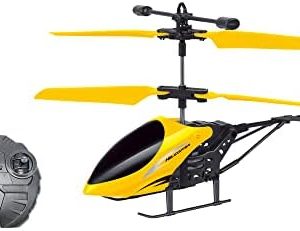 Skidz RC Helicopter for Kids, Remote Control Helicopter; with Gyro Stabilizer, Lights 2 Channel Aircraft 3D Flight, Boys Ages 8-14 Years Girls 9-16, Indoor and Outdoor for Plane Fans Adults (Yellow)
