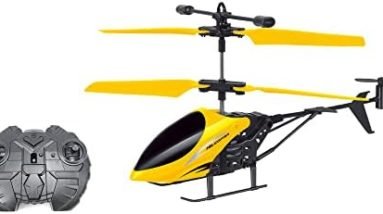 Skidz RC Helicopter for Kids, Remote Control Helicopter; with Gyro Stabilizer, Lights 2 Channel Aircraft 3D Flight, Boys Ages 8-14 Years Girls 9-16, Indoor and Outdoor for Plane Fans Adults (Yellow)