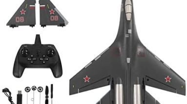 Wobythan Remote Control Airplane, SU‑35 RC Remote Control Airplane with Cool Light 2.4Ghz 4 Channels Remote Control Airplane RC Glider Boys Toys,Easy Fly RC Plane for Kids Boys Beginner