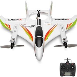 X450 Rc Airplane 2.4G 6Ch 3D/6G Brushless Multi-Function Vertical Take-Off and Landing Aerobatics Motor Vertical Take-Off Fixed Wing Aircraft Remote Contro Glider Plane Toy