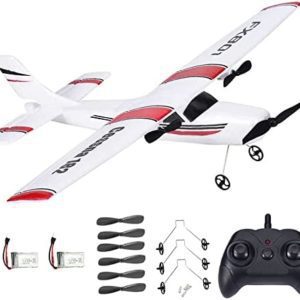 Remote Control Airplane, 2.4Ghz 2 Channel RC Plane Ready to Fly,DIY RC Airplane Toy Durable EPP Foam Built-in 3-Axis Gyro System, Easy to Fly RC Aircraft for Beginners Kids and Adults(Two Batteries)