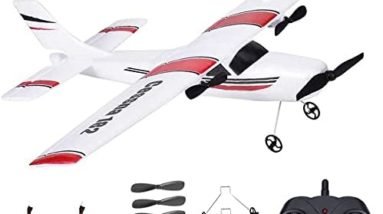 Remote Control Airplane, 2.4Ghz 2 Channel RC Plane Ready to Fly,DIY RC Airplane Toy Durable EPP Foam Built-in 3-Axis Gyro System, Easy to Fly RC Aircraft for Beginners Kids and Adults(Two Batteries)