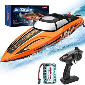 ALPHAREV R208 20+ MPH Fast Remote Control Boat for Pools and Lakes, for Adults and Kids,2.4GHz RC Boat with Rechargeable Battery