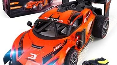 VATOS 1:16 Remote Control Car - 2.4 GHz Metal RC Cars with Spraying Mist & Light for Kids, 20 Km/h Electric Sport Racing Hobby Toy Car with 2 Rechargeable Batteries Provide 50 Min Playtime for Boys