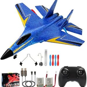 Su-27 RC Airplane,2.4GHz 2 Channel Remote Control Plane with Gyro Night Lights and 2 Batteries, Easy to Fly for Adults, Beginners and Kids