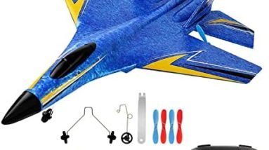 Su-27 RC Airplane,2.4GHz 2 Channel Remote Control Plane with Gyro Night Lights and 2 Batteries, Easy to Fly for Adults, Beginners and Kids