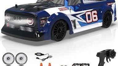 RACENT Remote Control Car 1:14 Scale RC Drift Car for Adults, 2.4Ghz 4WD High Speed Drift Truck with Led Light, 2 Batteries and Replaceable Wheel, Xmas Gifts for Boys Girls