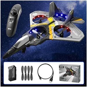 2023 New Upgrade V17 Jet Fighter Stunt RC Airplane With Cool Light, 360° Stunt Spin Remote Control Airplanes, EPP Foam Gravity Sensing RC Aero Jet Planes, Glider Airplane Model Toy for Adults Kids.