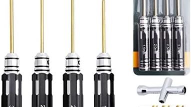 Hobbypark 1.5mm 2.0mm 2.5mm 3.0mm Hex Screw Driver Set Titanium Hexagon Screwdriver Allen Wrench Tool Kit for RC Car Multi-Axis FPV Racing Drone RC Quadcopter Helicopter Models