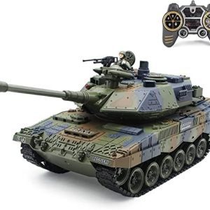 Fistone RC Tanks with Bullet Launch Function 1:18 Scale German Leopard Army 2.4G Remote Control Tank Toys for Kids Boys Girls