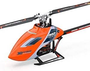 OMPHOBBY M2 EVO RC Helicopter for Adults Dual Brushless Motors Direct-Drive 6 Channel RC Helicopters Outdoor, Superior 3D Remote Control Plane Gifts Newly Upgraded Mini Drone BNF(No Controller-Orange)