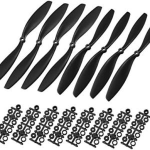 uxcell RC Propellers CW CCW 1045 10x4.5 Inch 2-Vane Fixed-Wing for Airplane Toy, Nylon Black 4 Pairs with Adapter Rings
