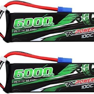 RCPOWER 11.1V 6000mAh 3S Lipo Battery 100C EC5 Plug for RC Airplane, RC Quadcopter Helicopter Battery, RC Car/Truck, RC Boat DJI Airplane (2Packs)