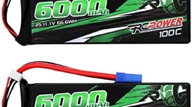 RCPOWER 11.1V 6000mAh 3S Lipo Battery 100C EC5 Plug for RC Airplane, RC Quadcopter Helicopter Battery, RC Car/Truck, RC Boat DJI Airplane (2Packs)