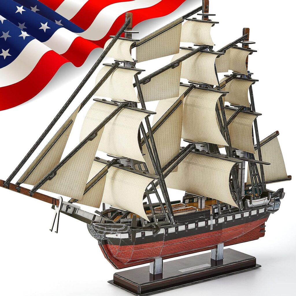 CubicFun 3D Puzzles USS Constitution Vessel Ship Model Building Kits for Adults and Kids, Crafts Gifts for Boys Girls Women Men- 193 Pieces