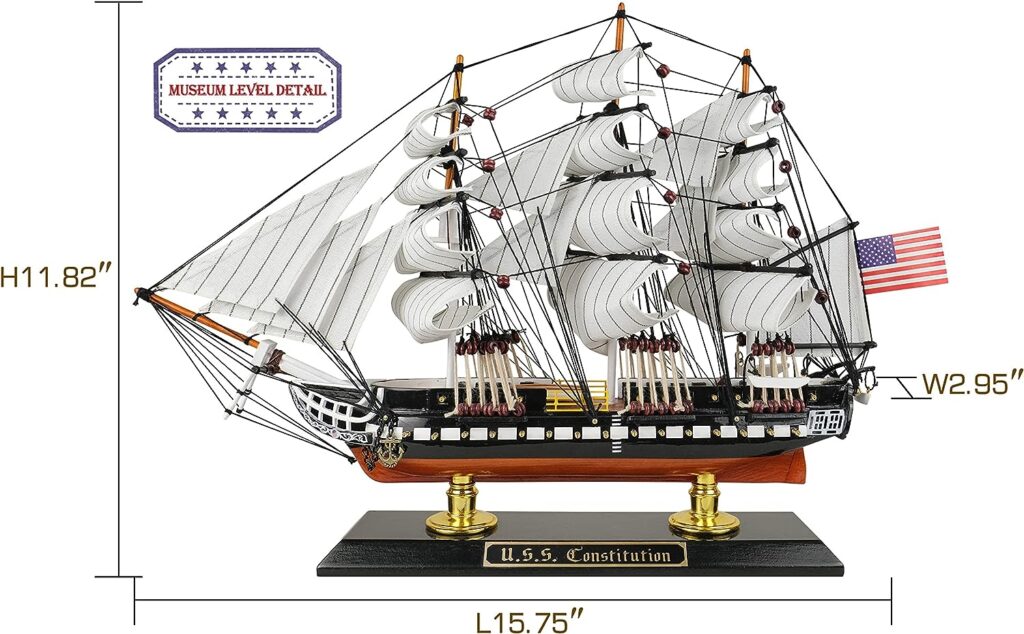 SAILINGSTORY Wooden Model Ship USS Constitution 1/225 Scale Replica Ship Model Sailboat Decor Smalll