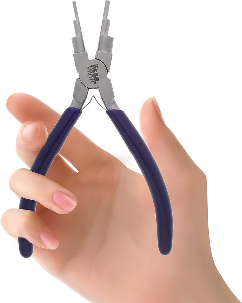 The Beadsmith Wire Bending Pliers - Consistently make up to 6 size loops  jump rings, 2-9mm - 5.75 long (160mm) - Polished Steel Head, Comfort Grip Handle, Tool for Jewelry Making