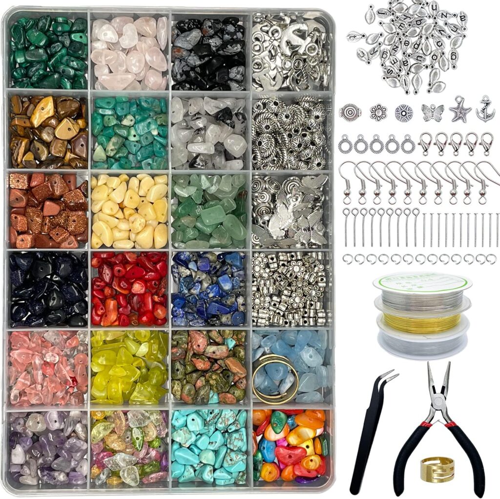 Xmada Jewelry Making Kit - 1587 PCS Beads for Jewelry Making, Jewelry Making Supplies with Crystal Beads, Jewelry Plier, Beading Wire, Earring Hooks, Ring, Bracelet Making Kit for Girls and Adults