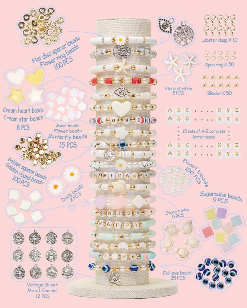 Bracelet Making Kit - Clay Bead Bracelet Kit with Stand - 28 Colors Beads for Bracelets - Clay Beads - Bracelet Beads-Beads for Jewelry Making-Jewelry Making Kit-Clay Beads for Bracelets Making
