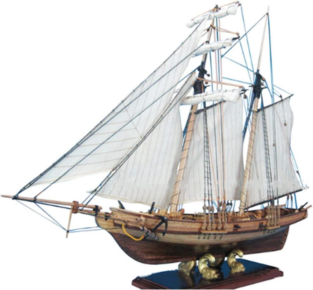 HAPYLY Scale DIY Hobby Wooden Ship Science Equipmen Assembly Model Boat Kits Sailing Boat Kit Decor Toy Gift (1:70)