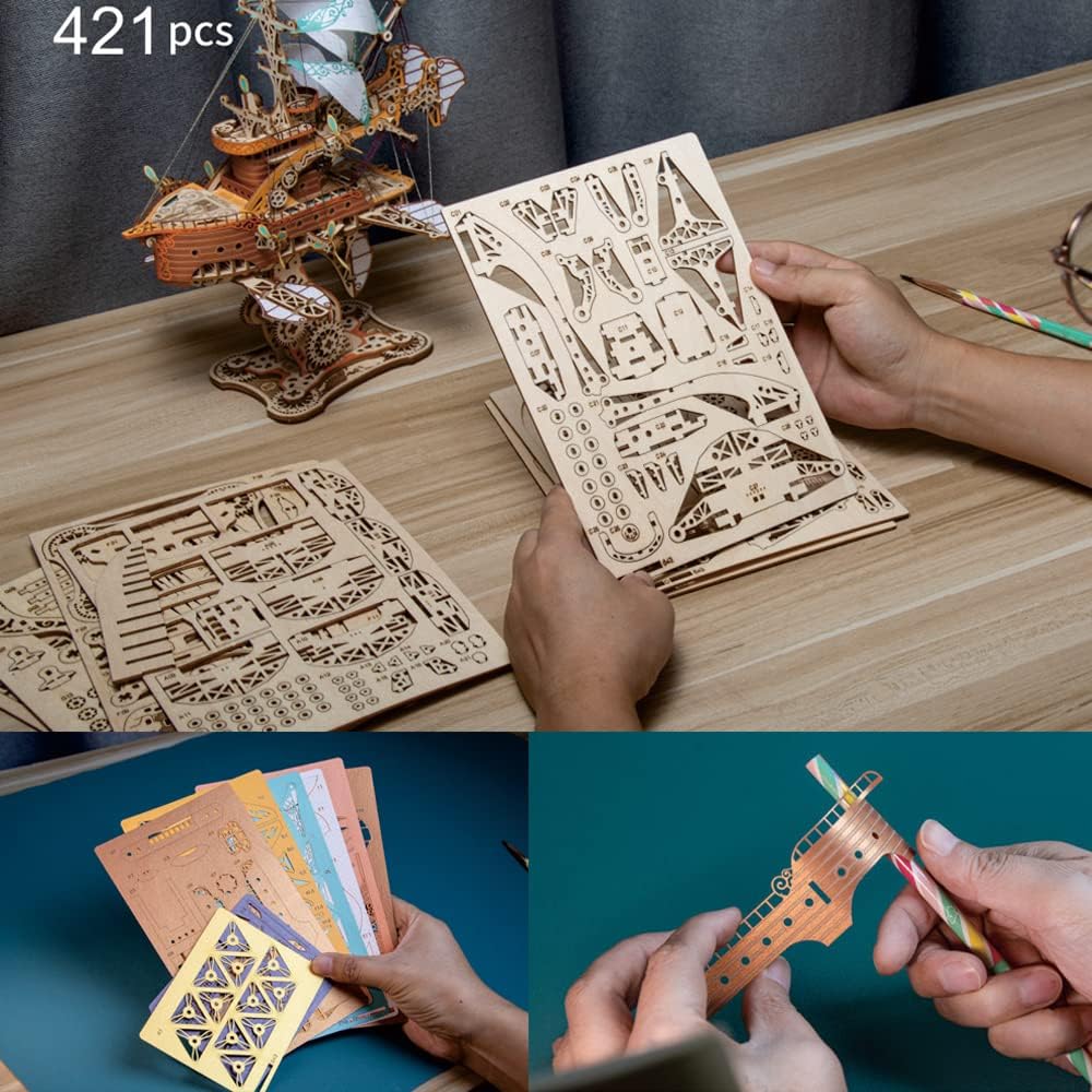 LORDLDS 3D Puzzles for Adults, Flying Ship Model Kits, 3D Watercraft Model Building Kit, Difficult 3D Wooden/Paper Puzzles Decor Model Kits/Gifts